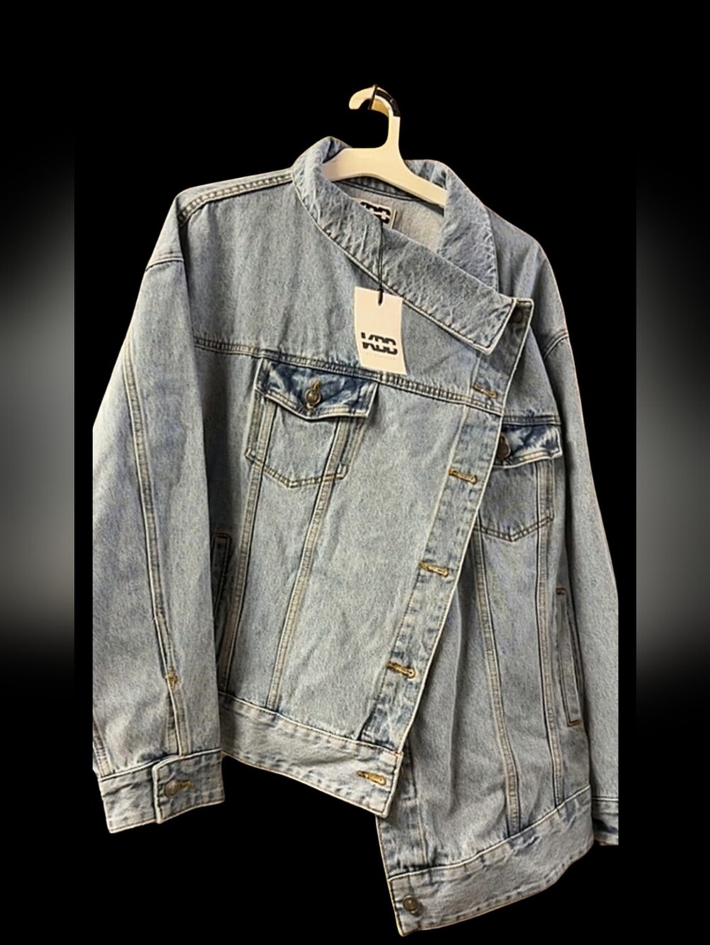 KBB by KAHLANA Asymetric - Vintage Wash Denim Jacket - Classic Style Jean Jacket